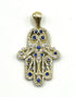 14K Yellow Gold & Diamond Khamsa with Sapphire Stones Necklace